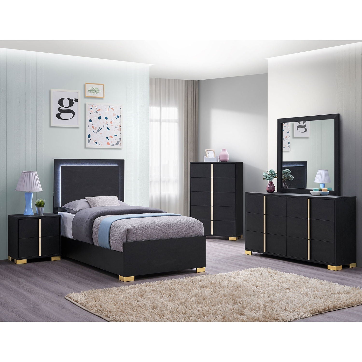 Jeremiah - LED Panel Bed With Touch Controlled Lighting