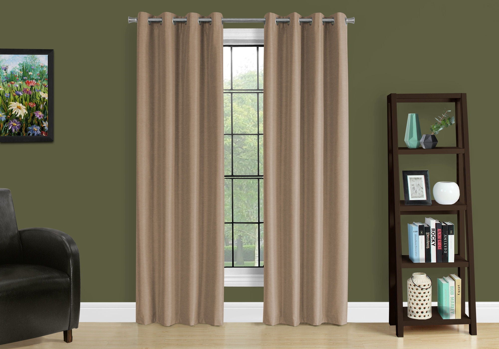 2 Pieces Set, Curtain Panel, Room Darkening, Grommet, Contemporary & Modern