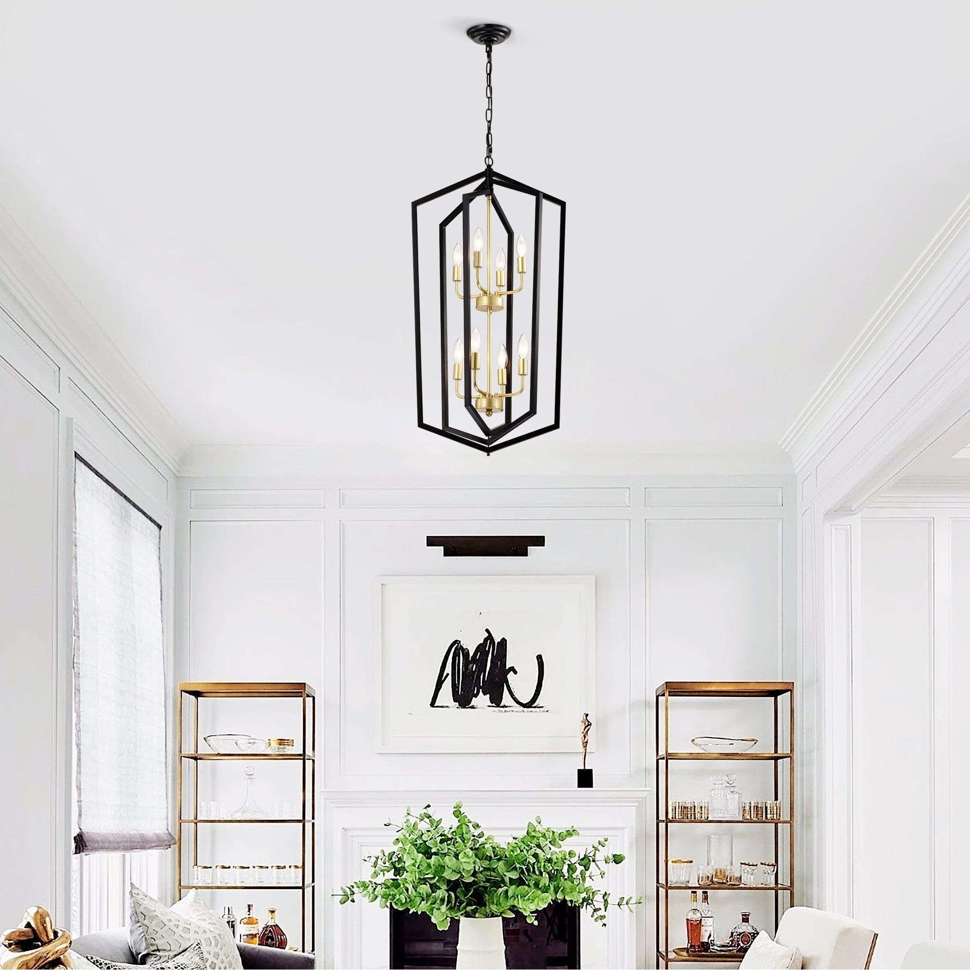 8-Light Lantern Tired Farmhouse Ceiling Hanging Light