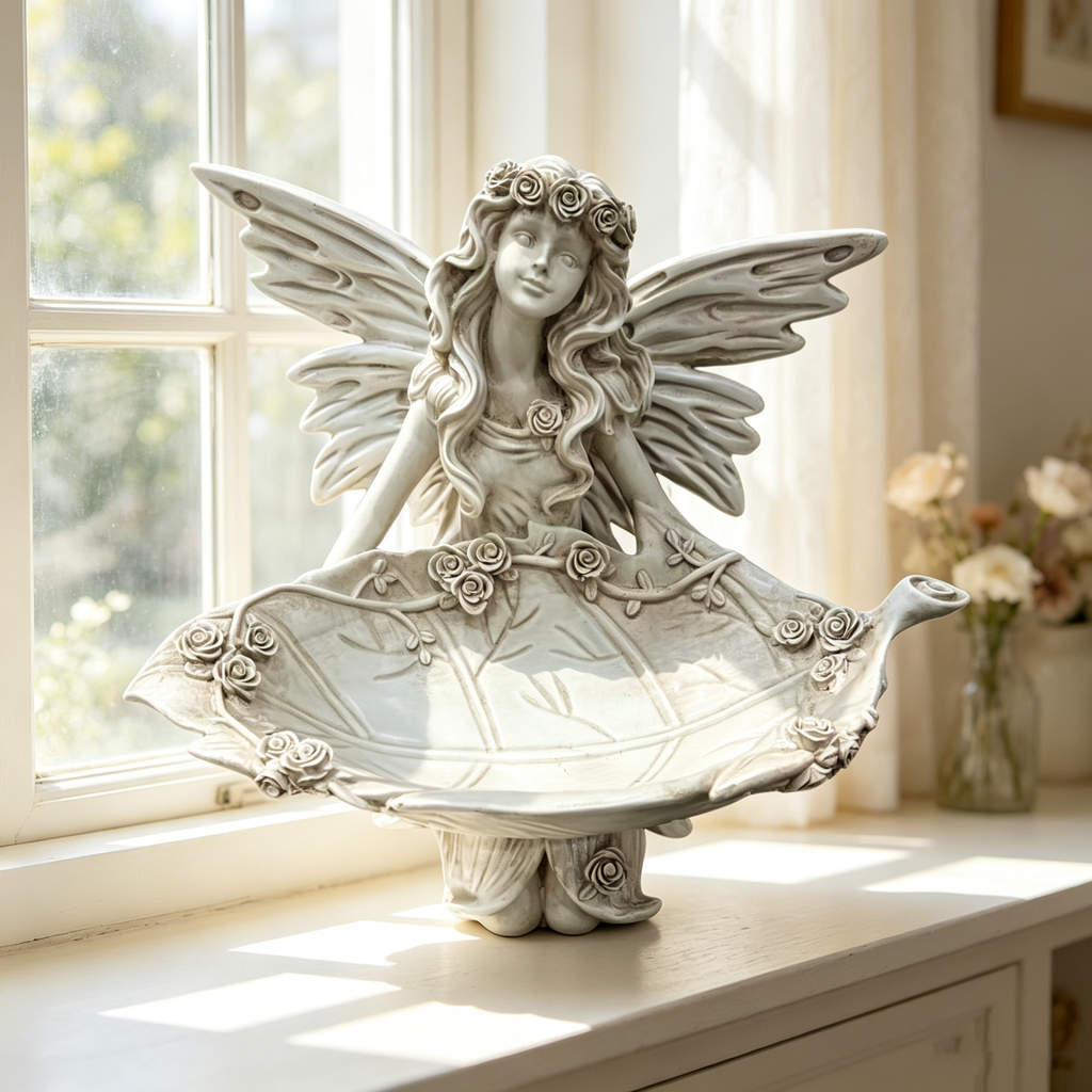 12.80" High Garden Fairy Figurine with Leaf Tray
