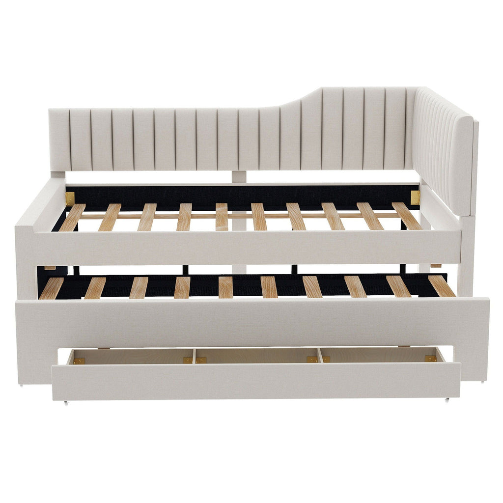 Upholstered Daybed With Trundle And 3 Drawers