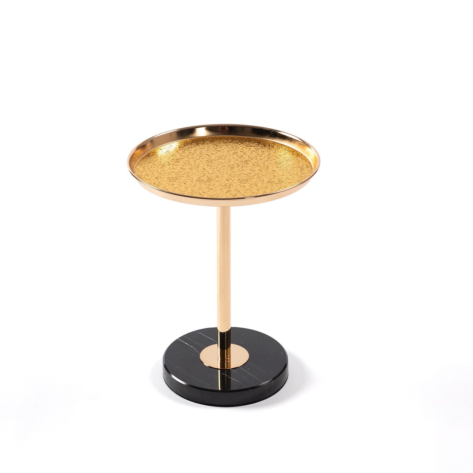 Adjustable Pedestal Side Table For Living Room - Gold / Black