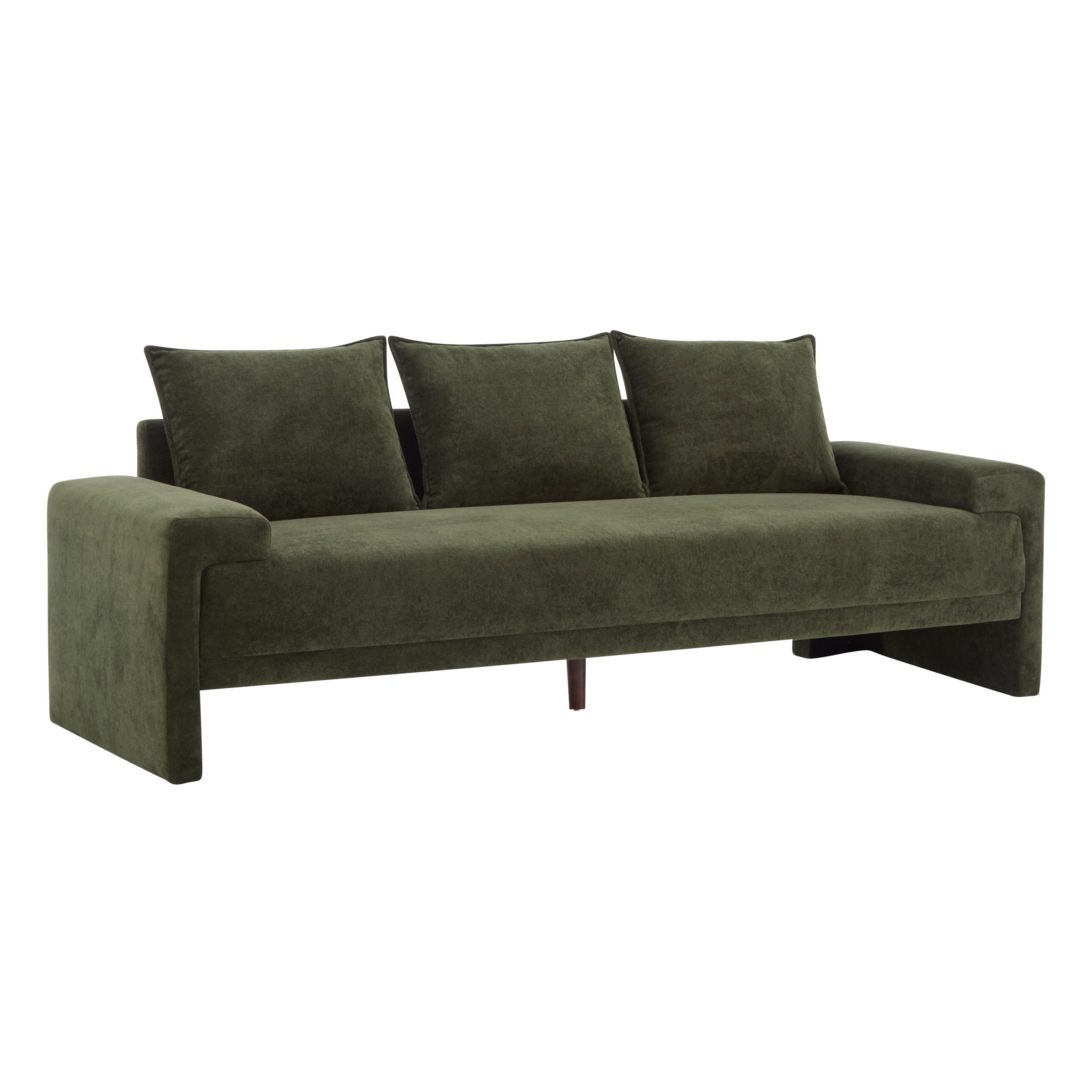 Algora 84.5 in. 3 Seater Modern Upholstered Velvet Sofa, Moss