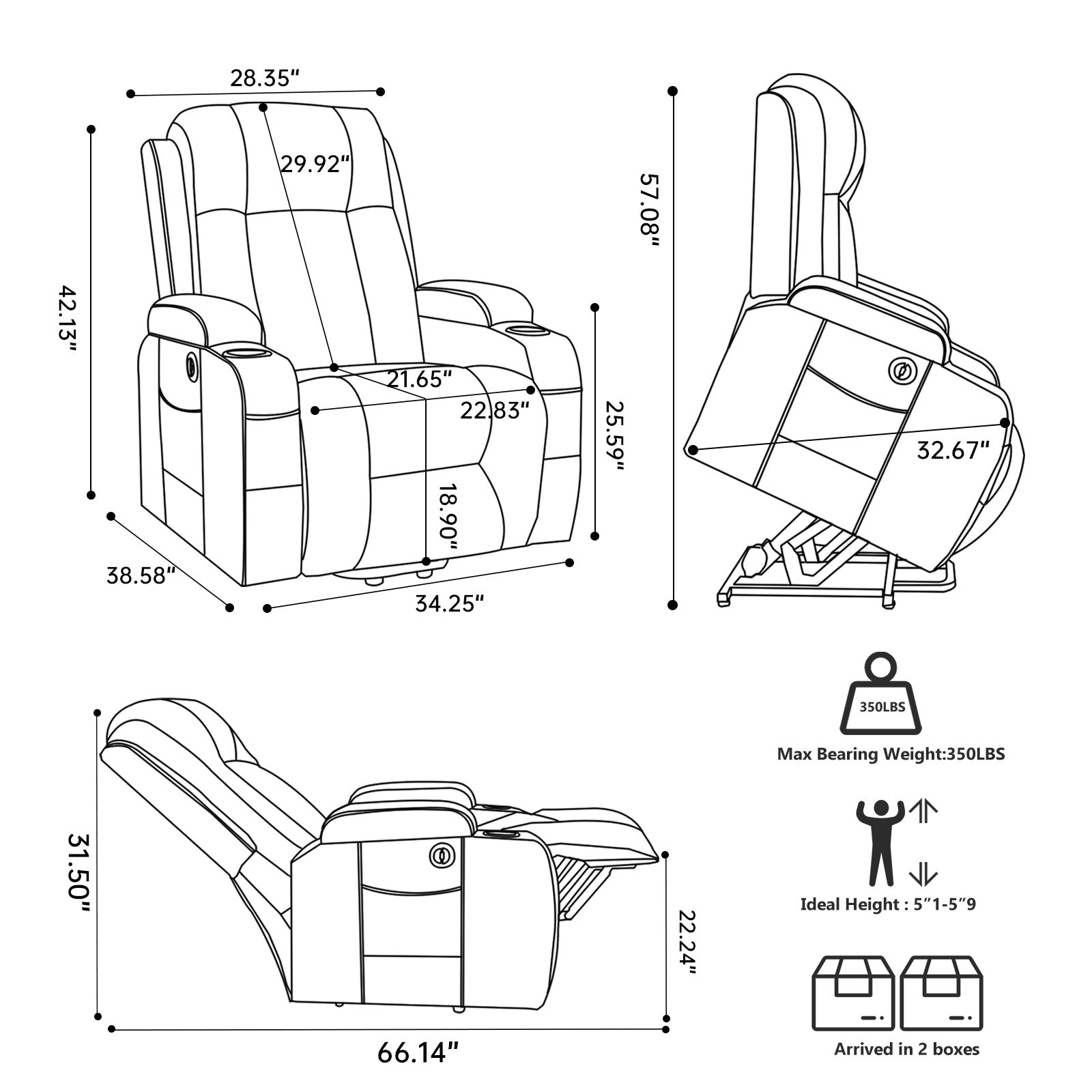 Power Lift Recliner Chair with Massage and Heat - ComfortMAX