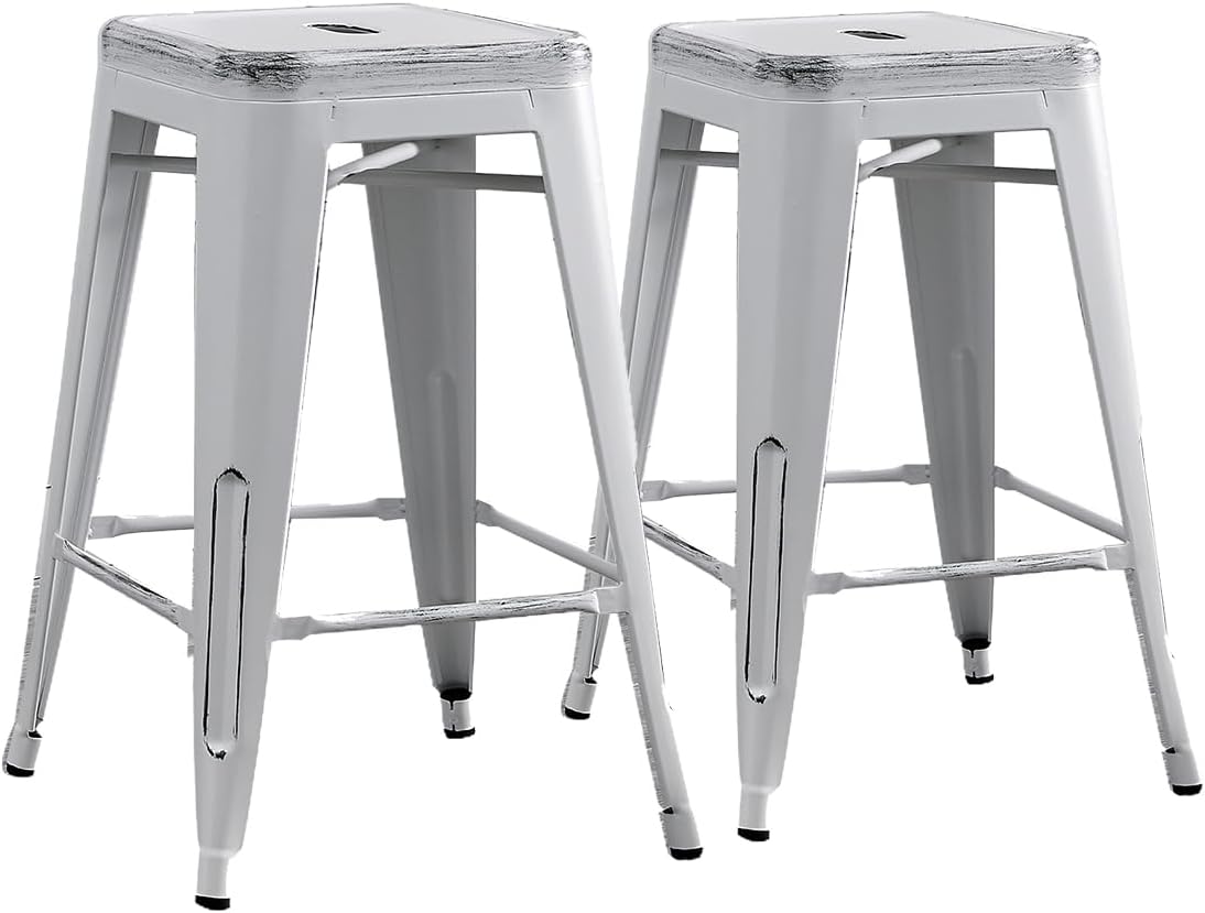 Backless Modern Industrial Bar Stools (Set of 2)