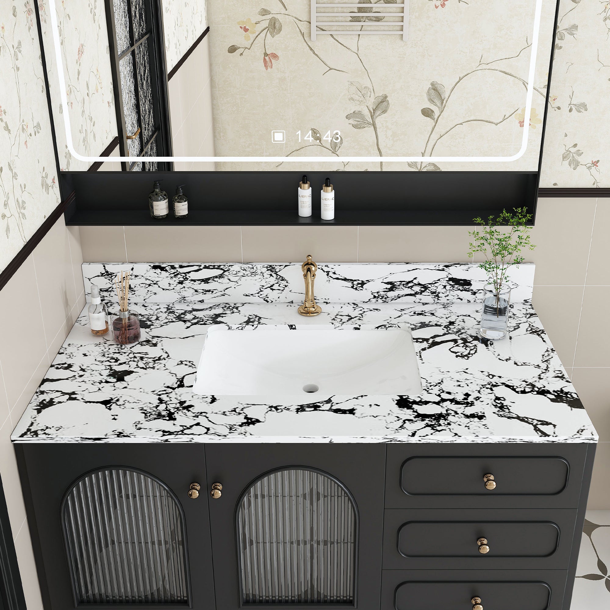 43"x22" Bathroom Vanity Top with Undermount Ceramic Sink and Backsplash