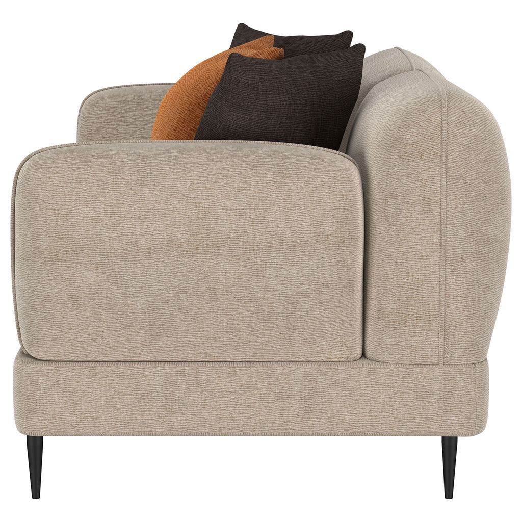 Repley - Upholstered Sculpted Track Arm Loveseat - Beige