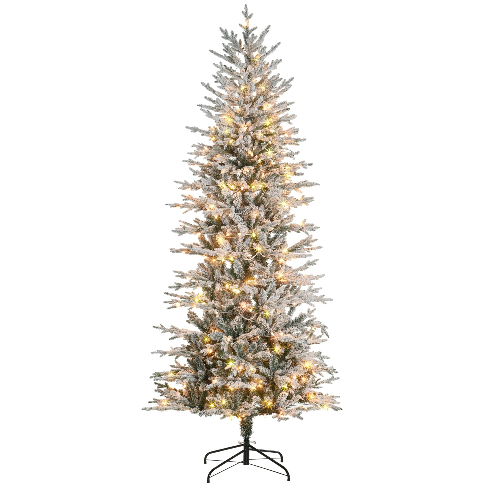 HOMCOM 7.5ft Tall Prelit Artificial Christmas Tree