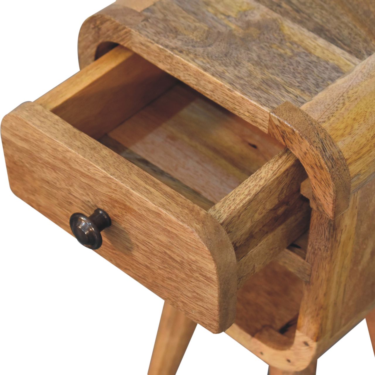 Solid Wood Extra Mini Oak-ish Curve Lower Bedside Table