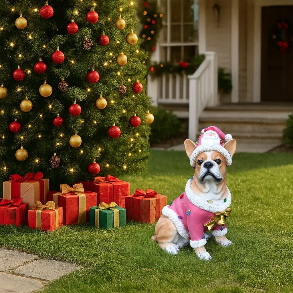 Christmas French Bulldog Statue
