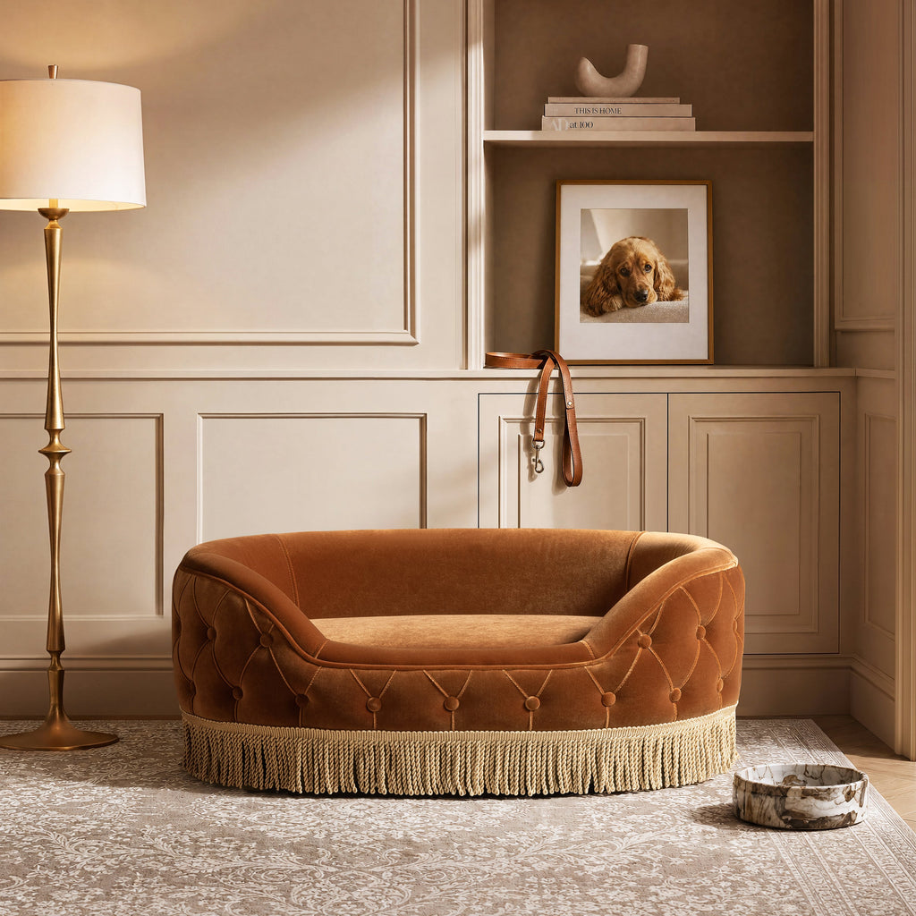 Monroe 33" Dog Sofa Bed - Medium in Burnt