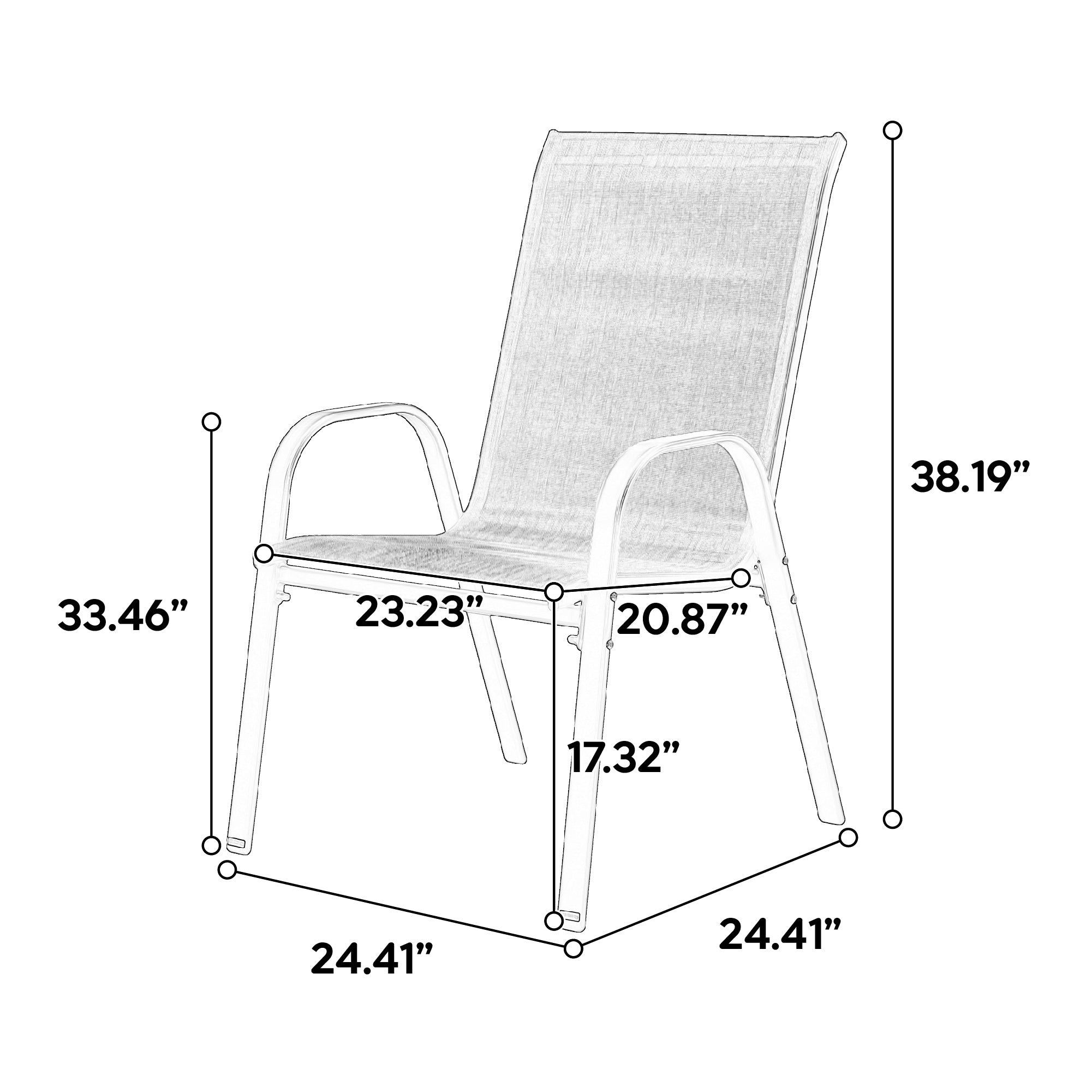 8 Piece Patio Chairs with Breathable Textilene Fabric