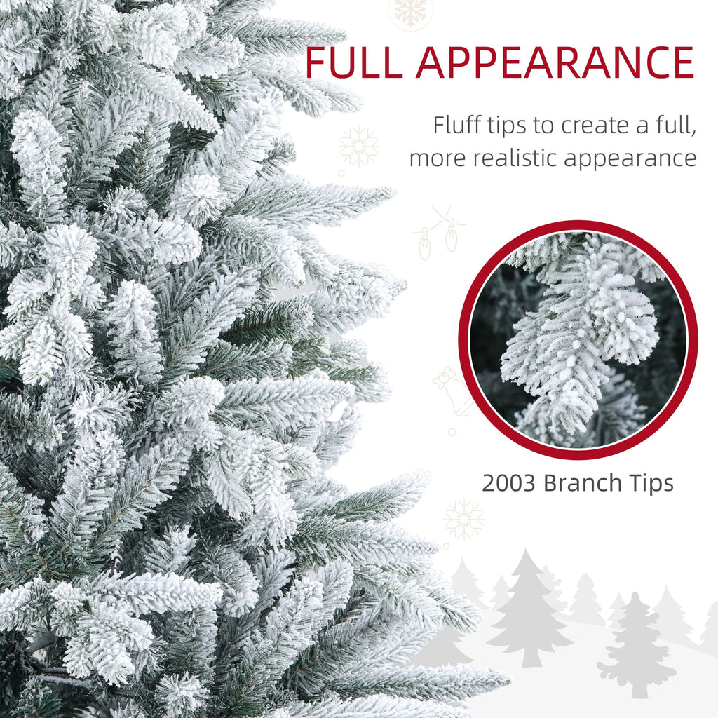 HOMCOM 8ft Snow Flocked Artificial Christmas Tree