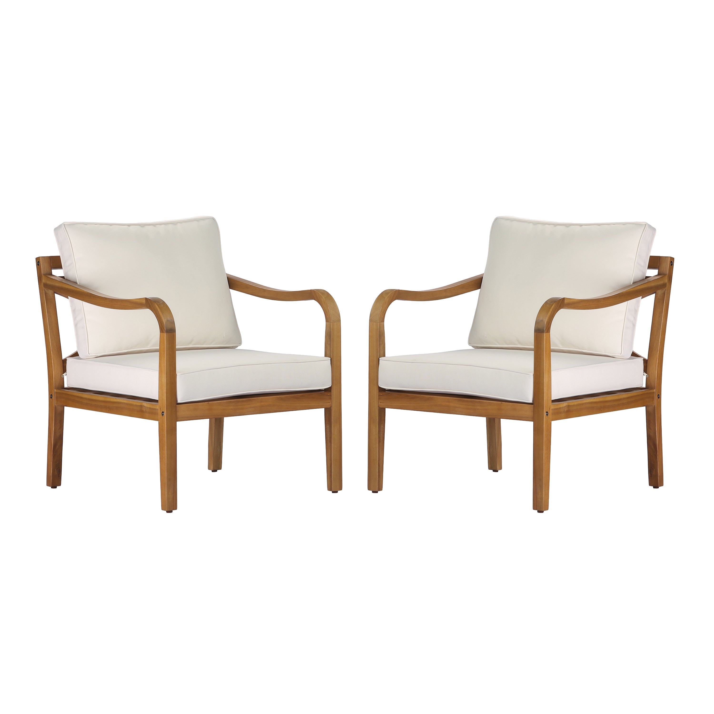 Acacia Wood Patio Furniture Club Chair Set of 2