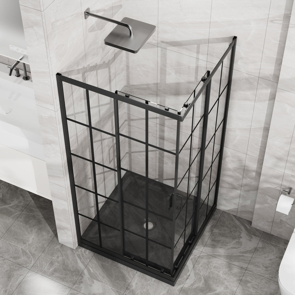 Goodyo Corner Shower Enclosure with Double Sliding Doors