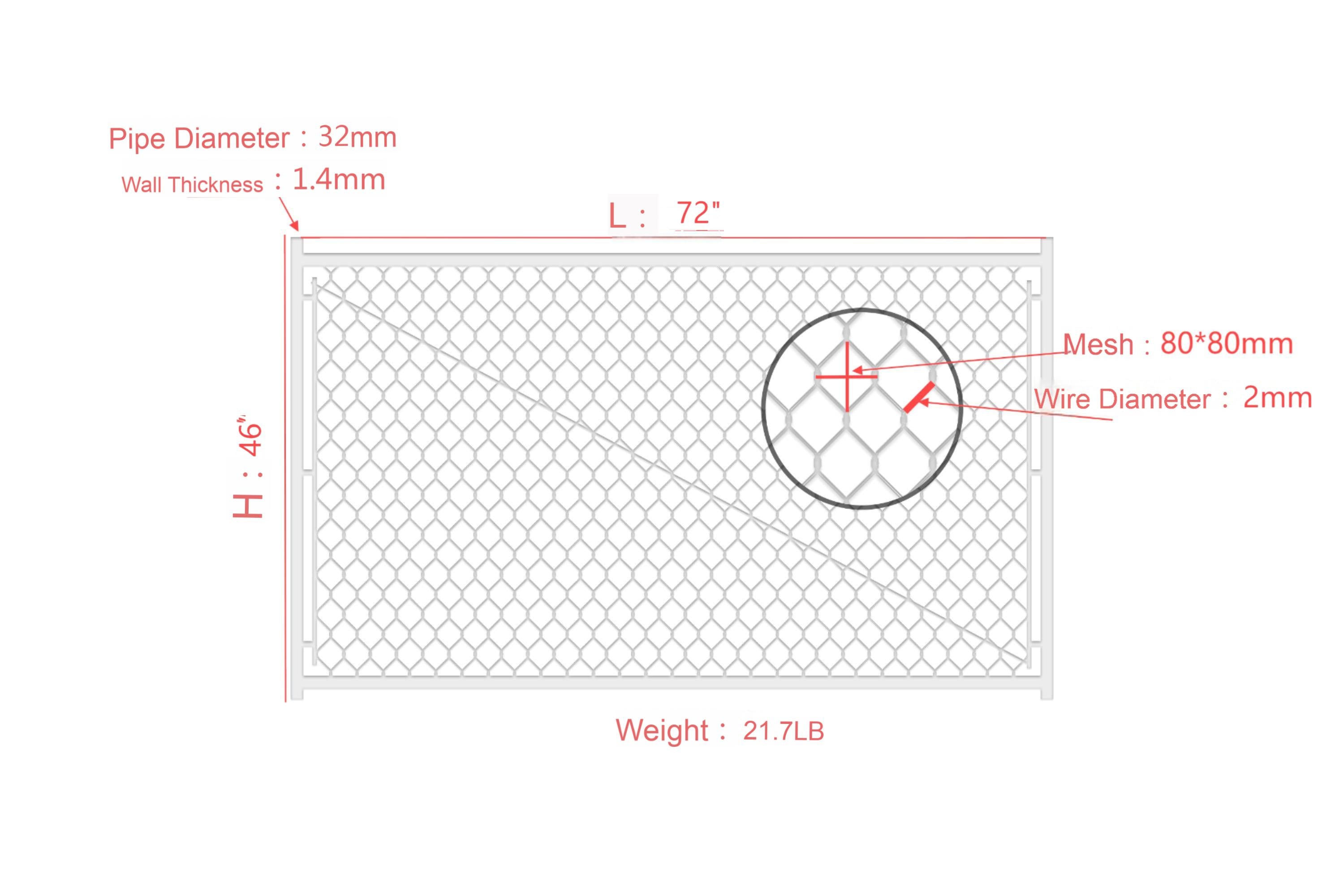 Adjustable 3.8FT Chain Link Walk Gate Kit