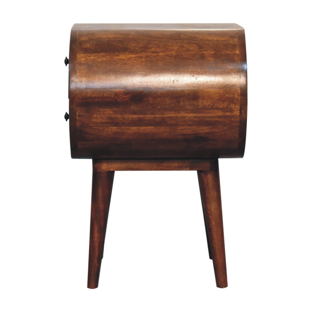 Solid Wood Large Chestnut Circular Bedside Table