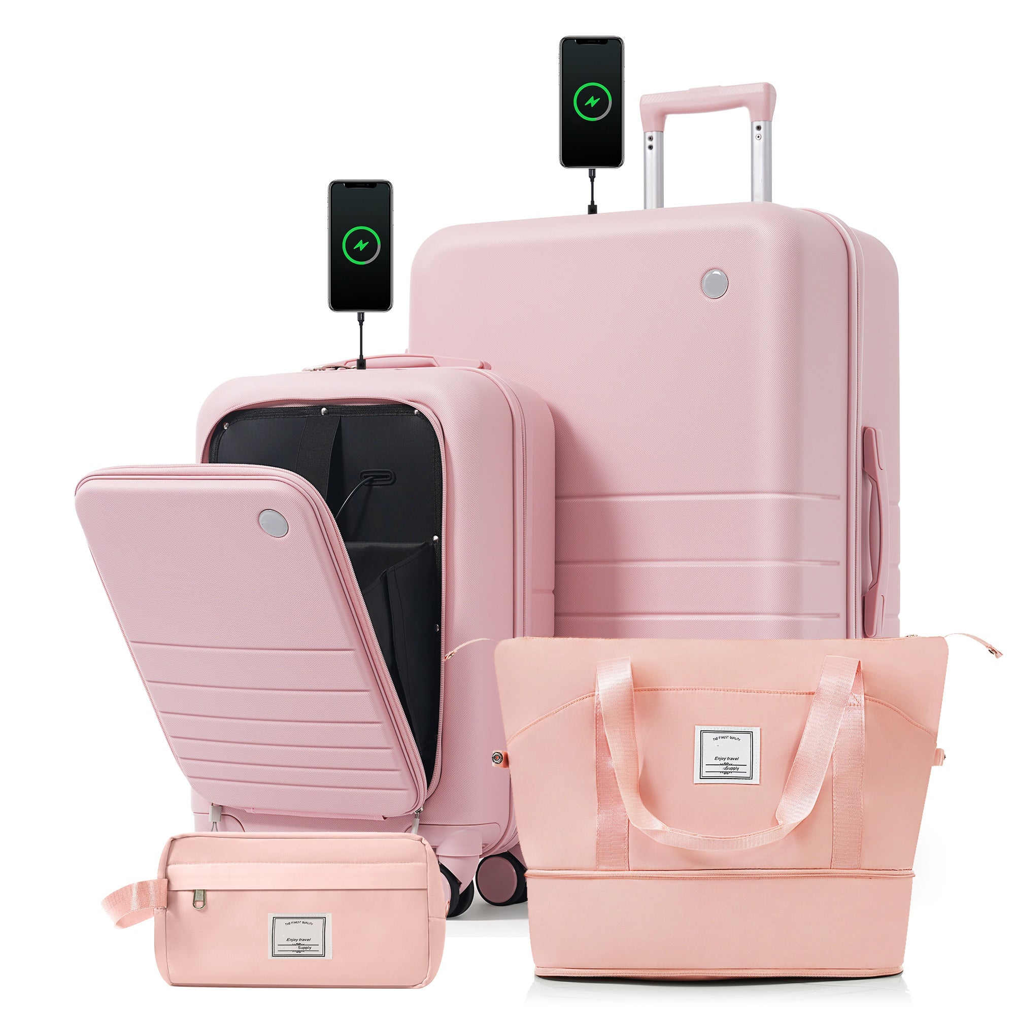 4-Piece Luggage Set with USB Charging Ports