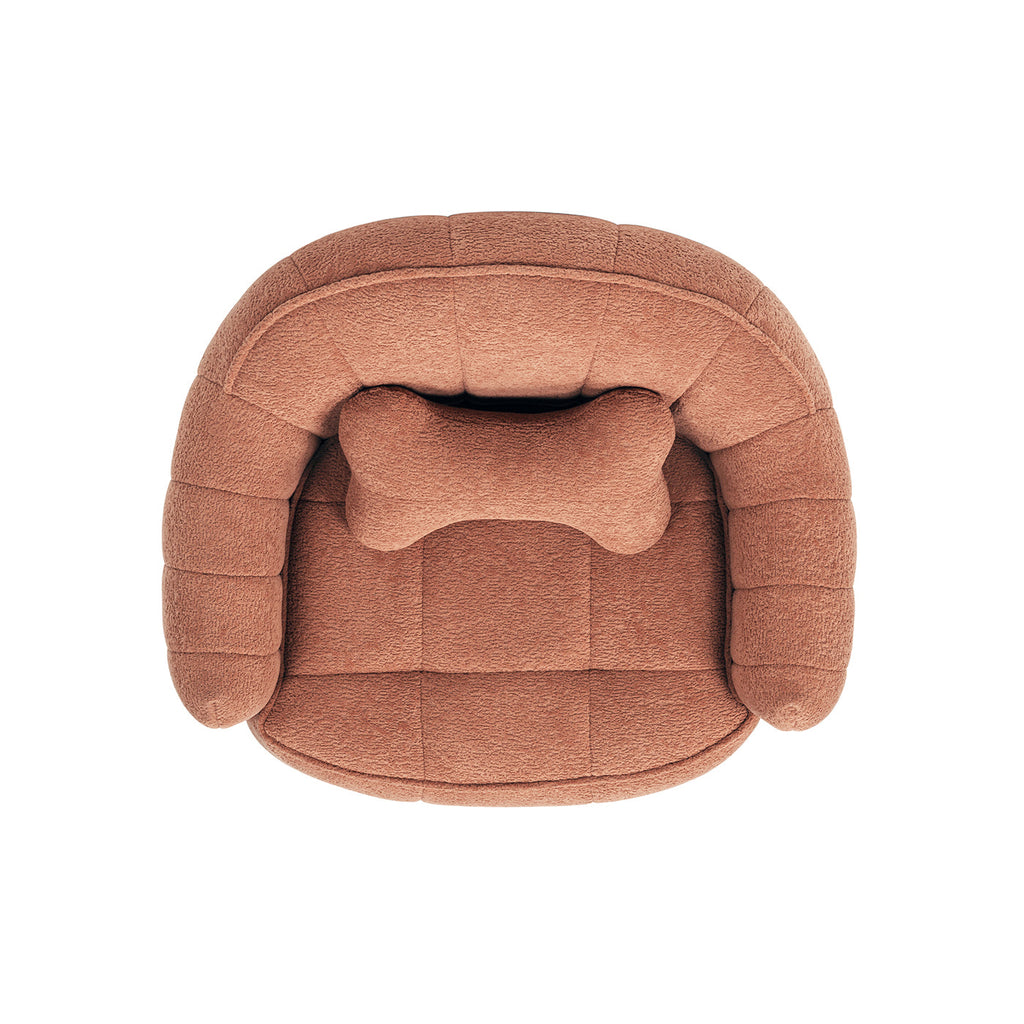 Louie 30.5" Modern Dog Sofa Bed with Bone Pillow, Medium, Spice