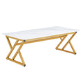 Modern Rock Slab Coffee Table With Metal Legs