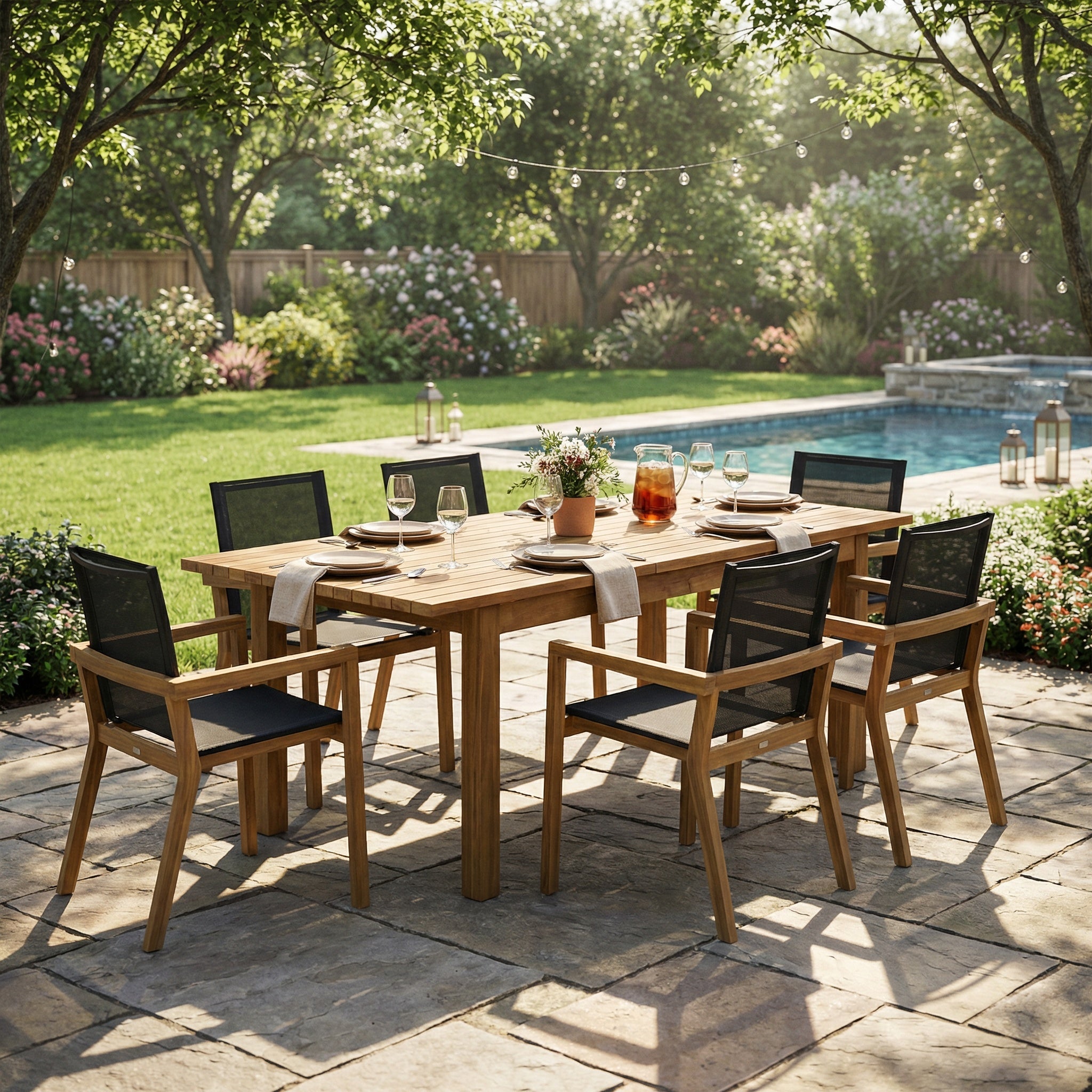 7 Pieces Acacia Wood Outdoor Dining Set