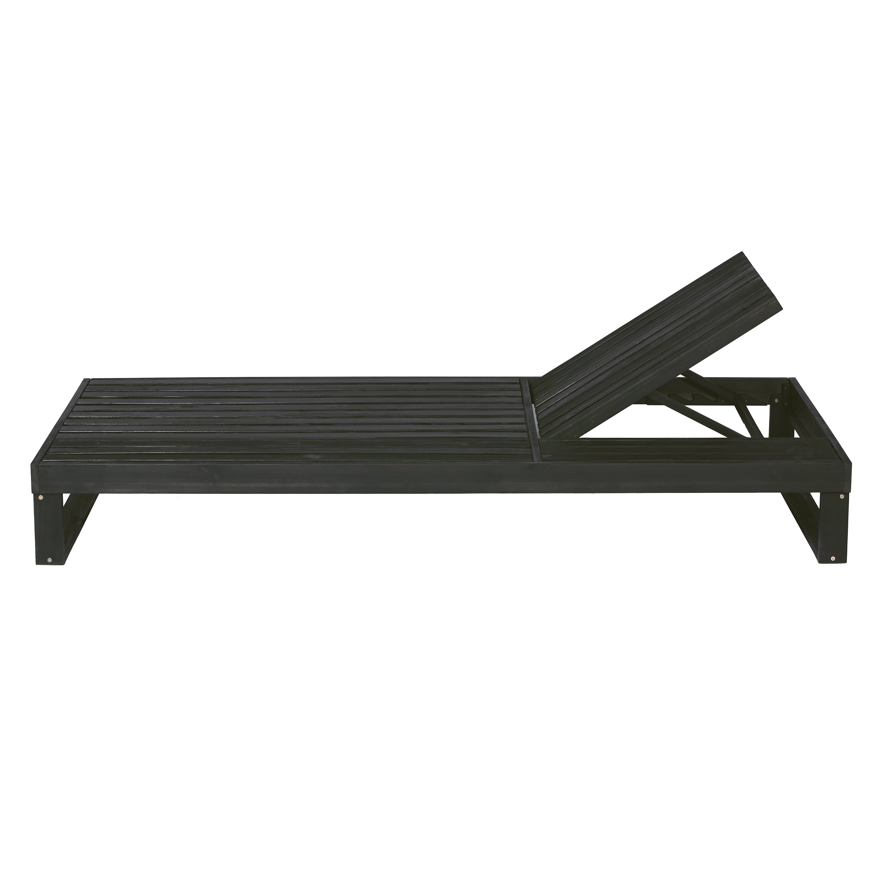 Black Acacia Wood Chaise Lounge