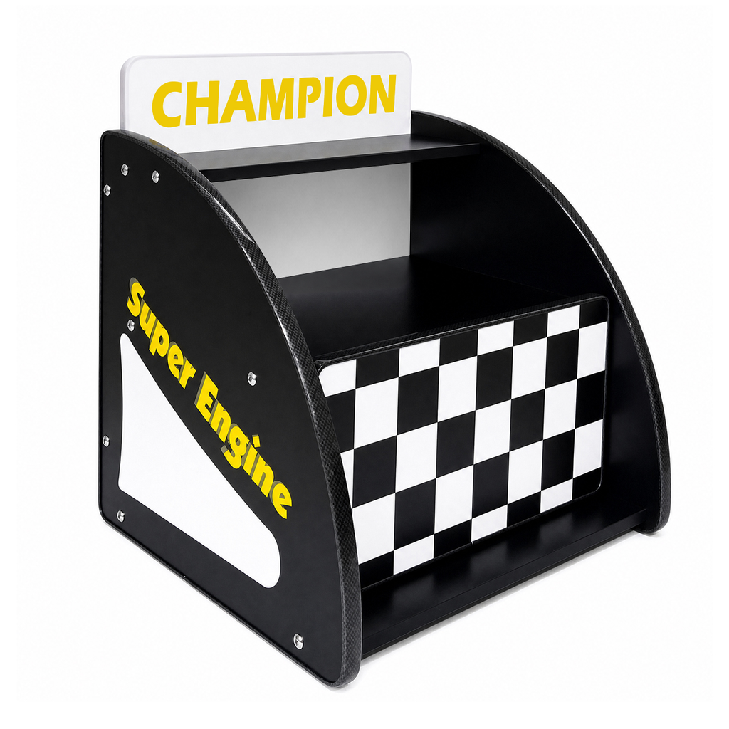 Kids Racing Car Nightstand with Open Storage Shelf