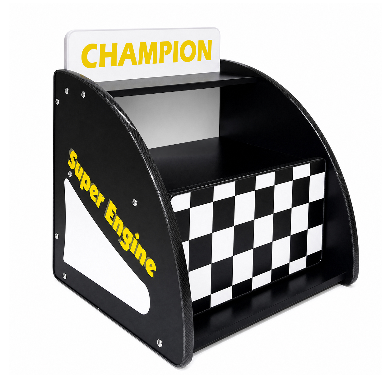 Kids Racing Car Nightstand with Open Storage Shelf