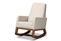 Baxton Studio Yashiya Mid-century Retro Modern Light Beige Fabric Upholstered Rocking Chair