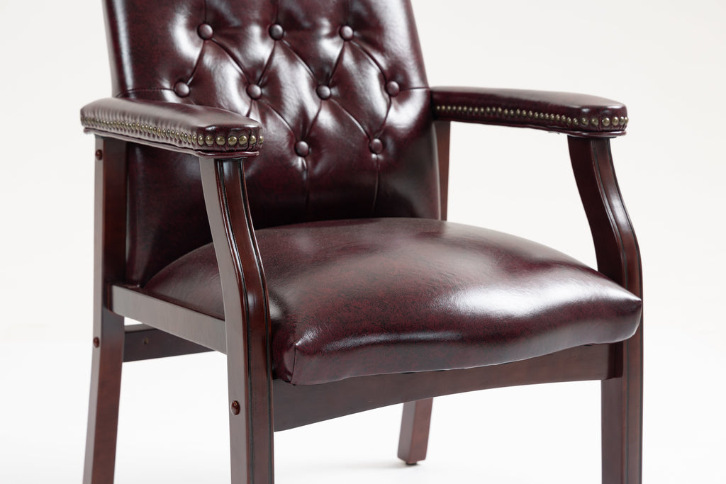 Burgundy Leather Reception Guest Chairs