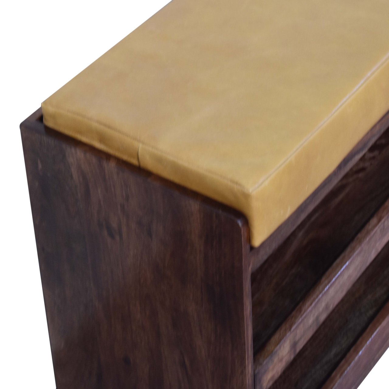 Solid Wood Buffalo Hide Pull Out Bench
