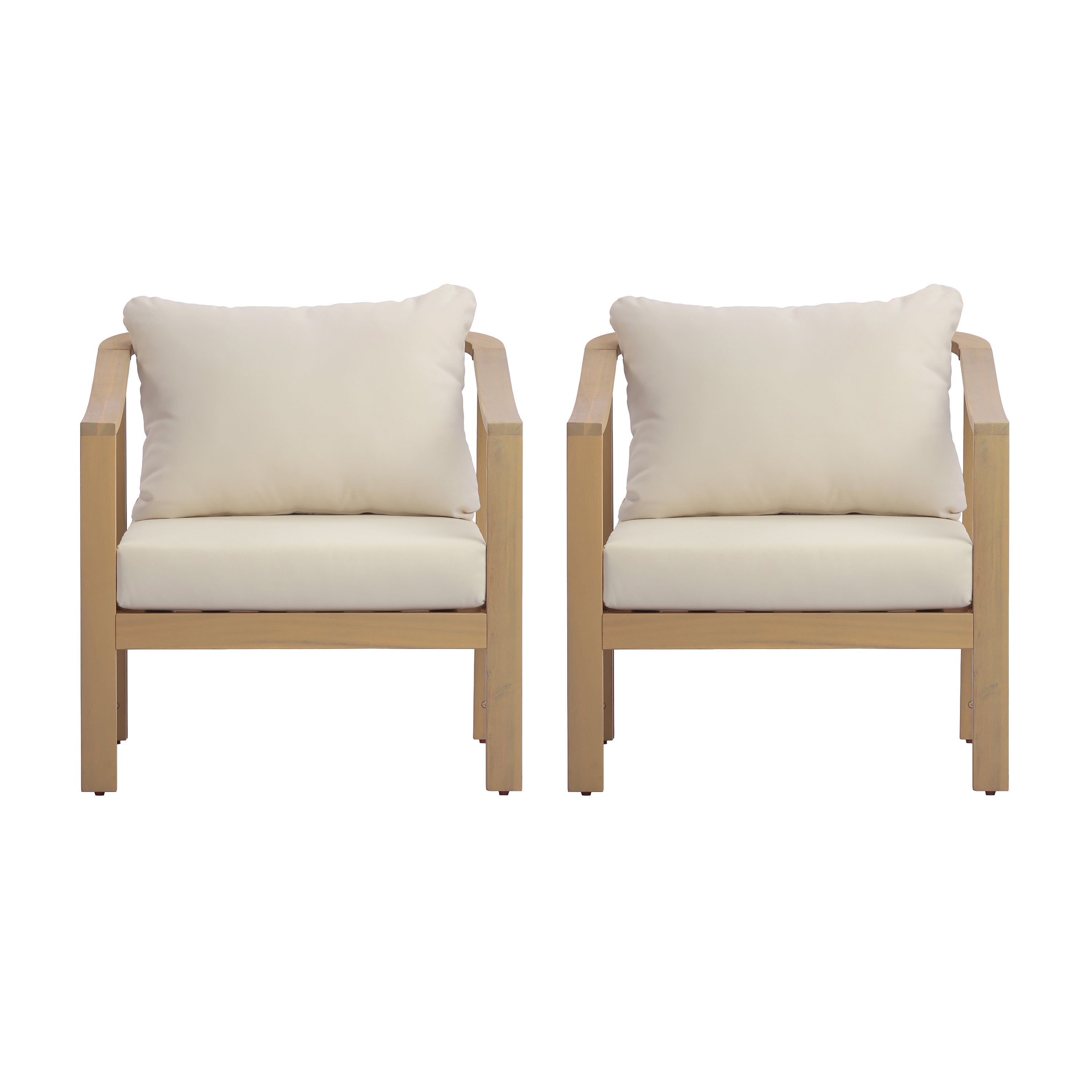 Acacia Wood Patio Furniture Club Chair Set of 2
