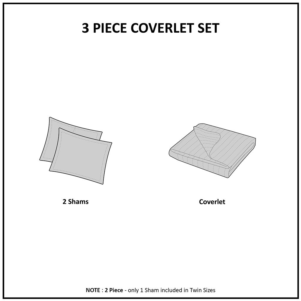 3 Piece Reversible Scalloped Edge Quilt Set Blush Full/Queen