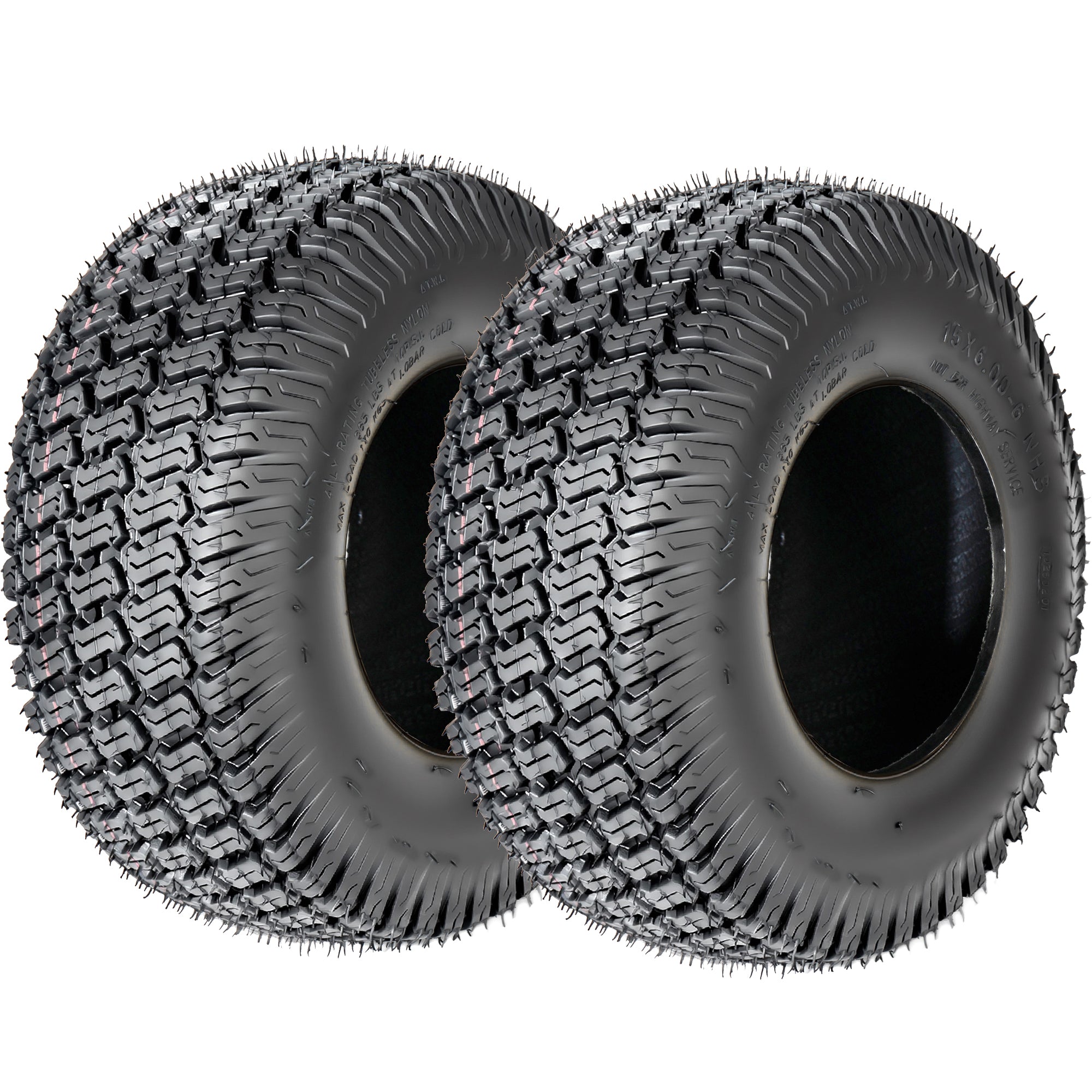 Set of 2 15x6.00-6 Lawn Mower Tires