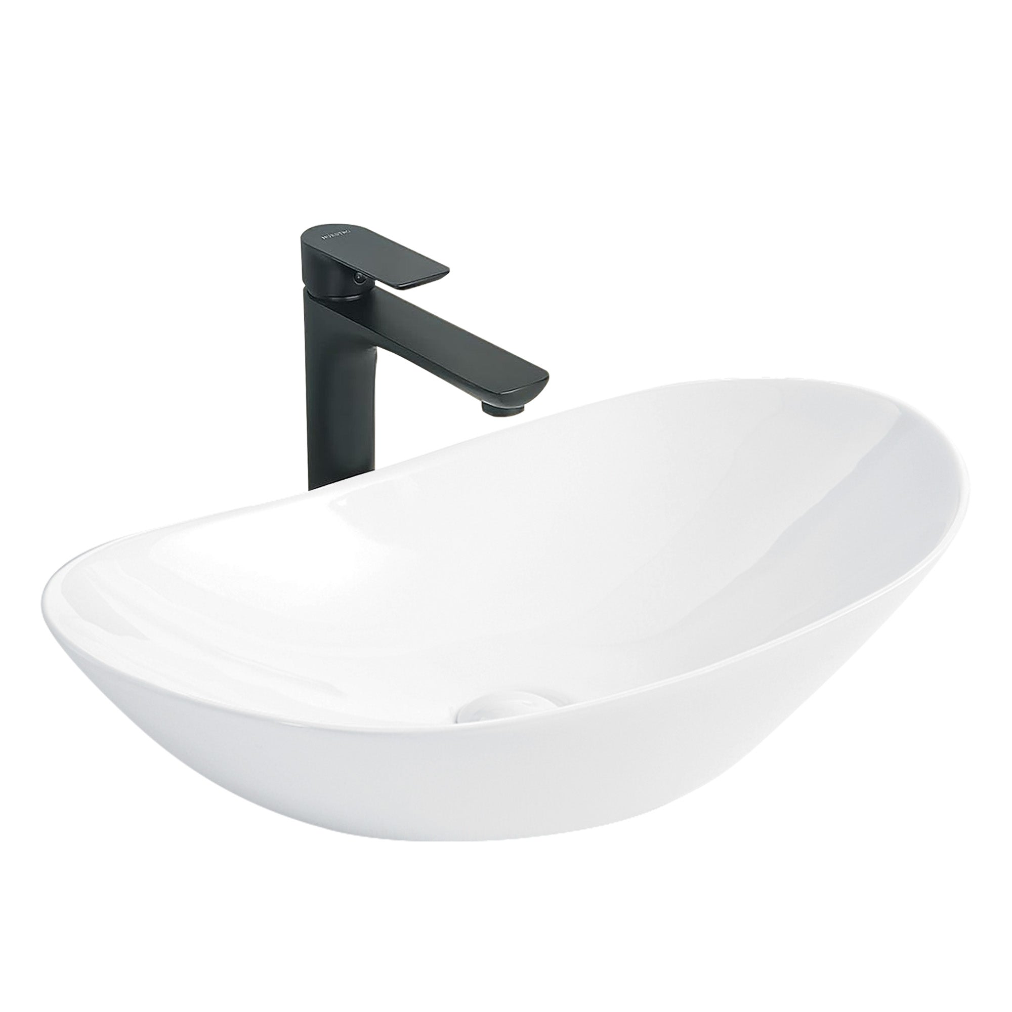 White Oval Ceramic Vessel Sink