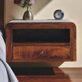 Chunky Chestnut Floating Bedside, 1-Drawer, 1 Open Slot