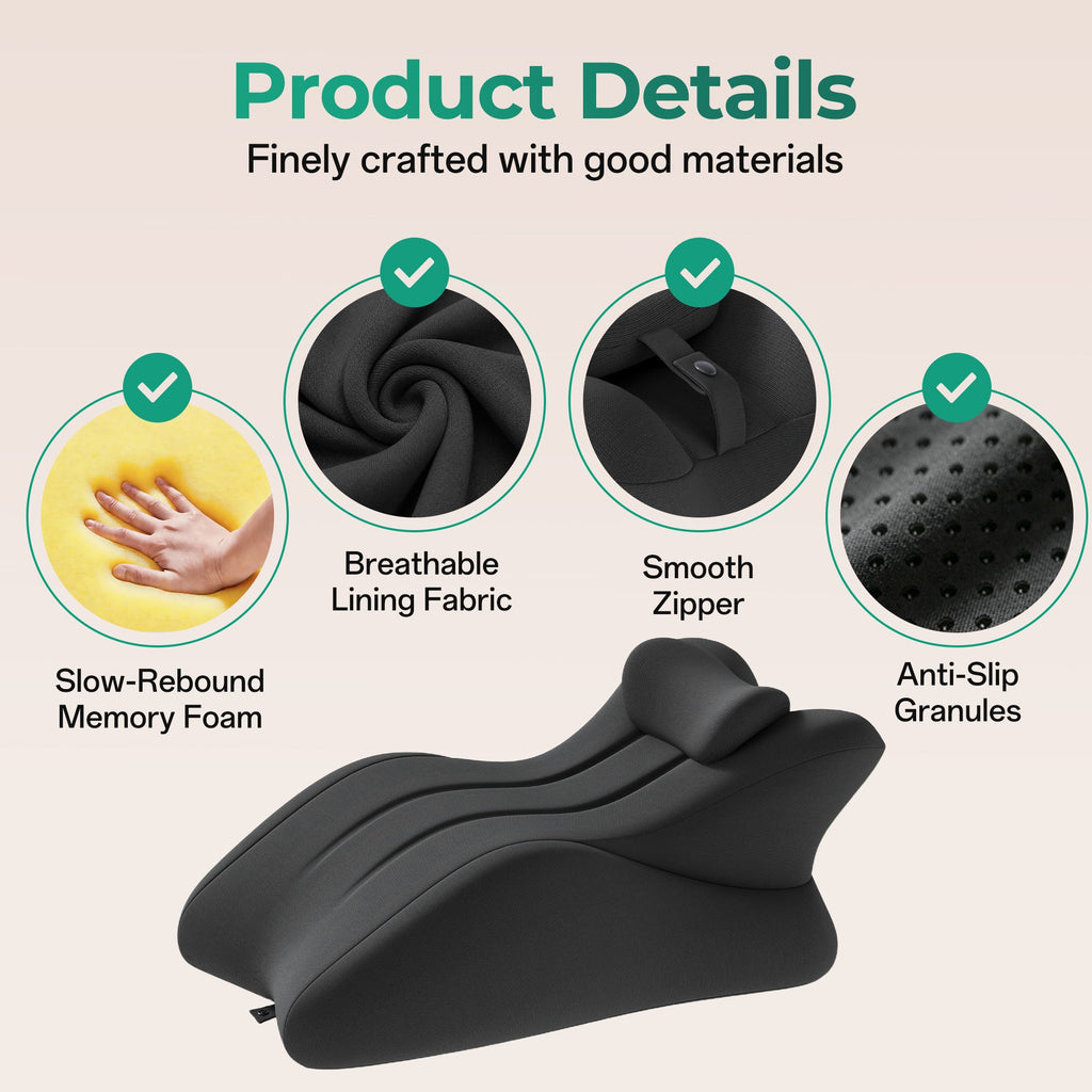Memory Foam Ergonomic Wedge PillSex Pillow Couples Sex Toys, 27° Ergonomic Memory Foam Support Pillow, Contoured Lounger Cushion for Back & Lumbar Support, Multi-Functional Comfort Pillow(Dark grey)