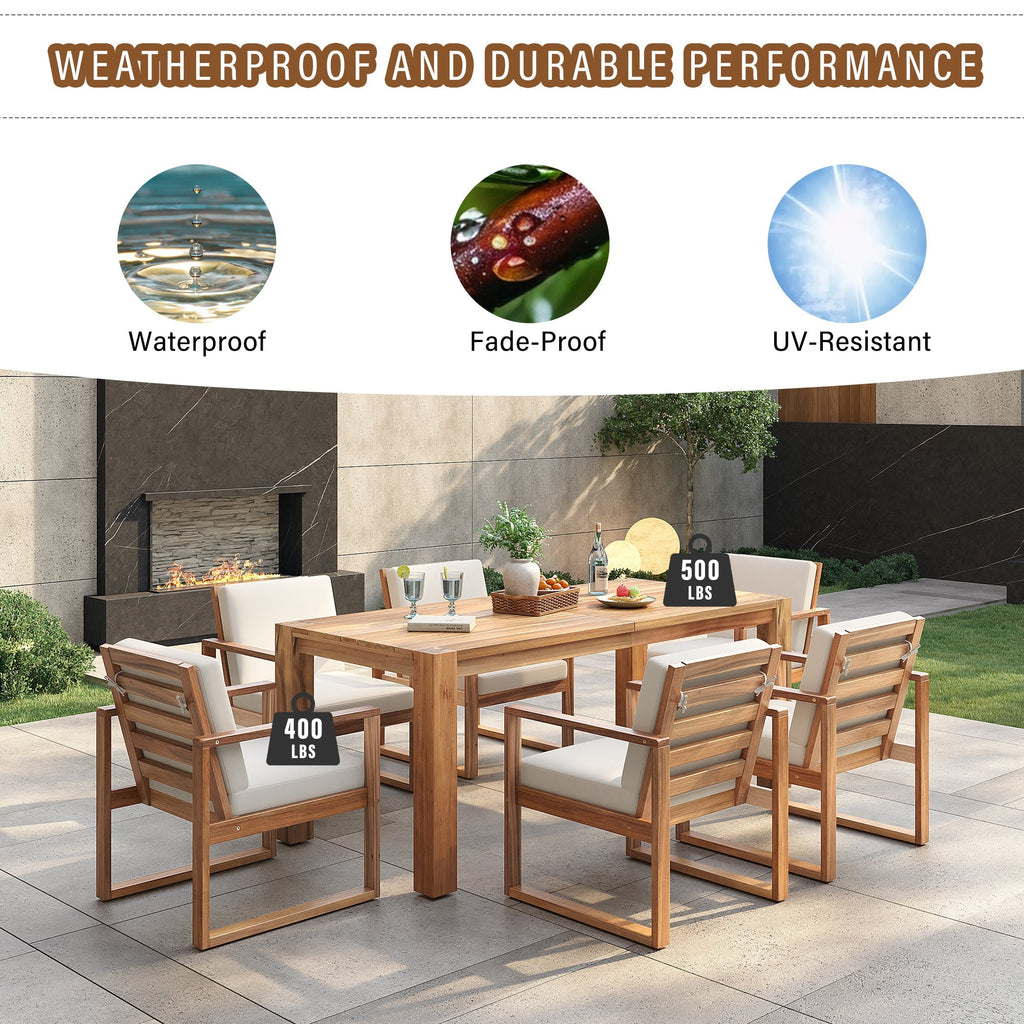 TREXM Patio Table and Chairs Set, 7-Piece Outdoor Dining Set for 6