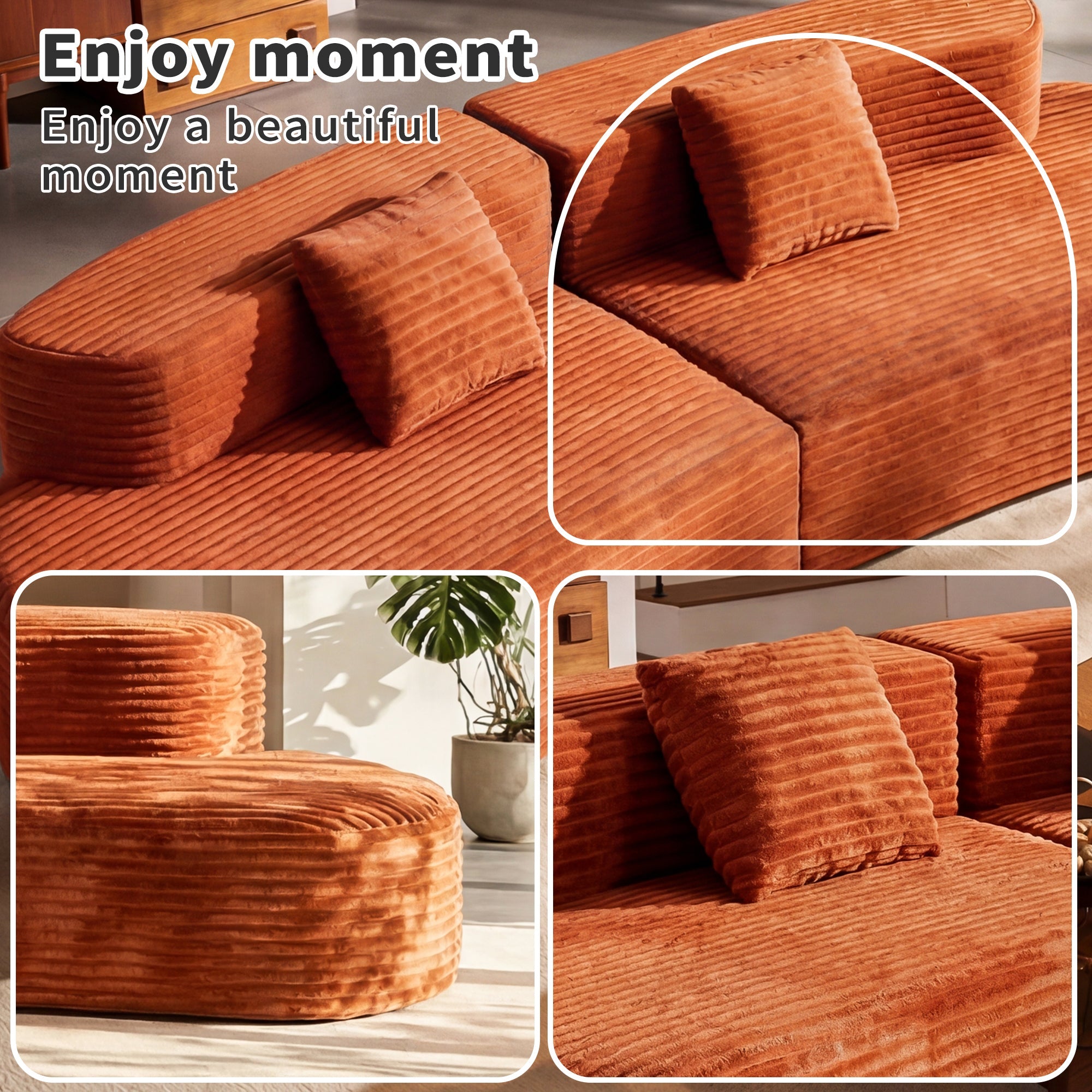 108.6-Inch Curved Combination Sofa with Modern Cloud Pattern