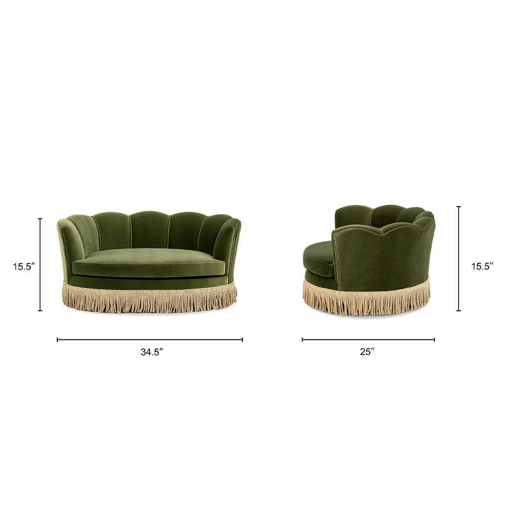 Clara 34.5" Scalloped Pet Sofa Bed - Medium, Olive