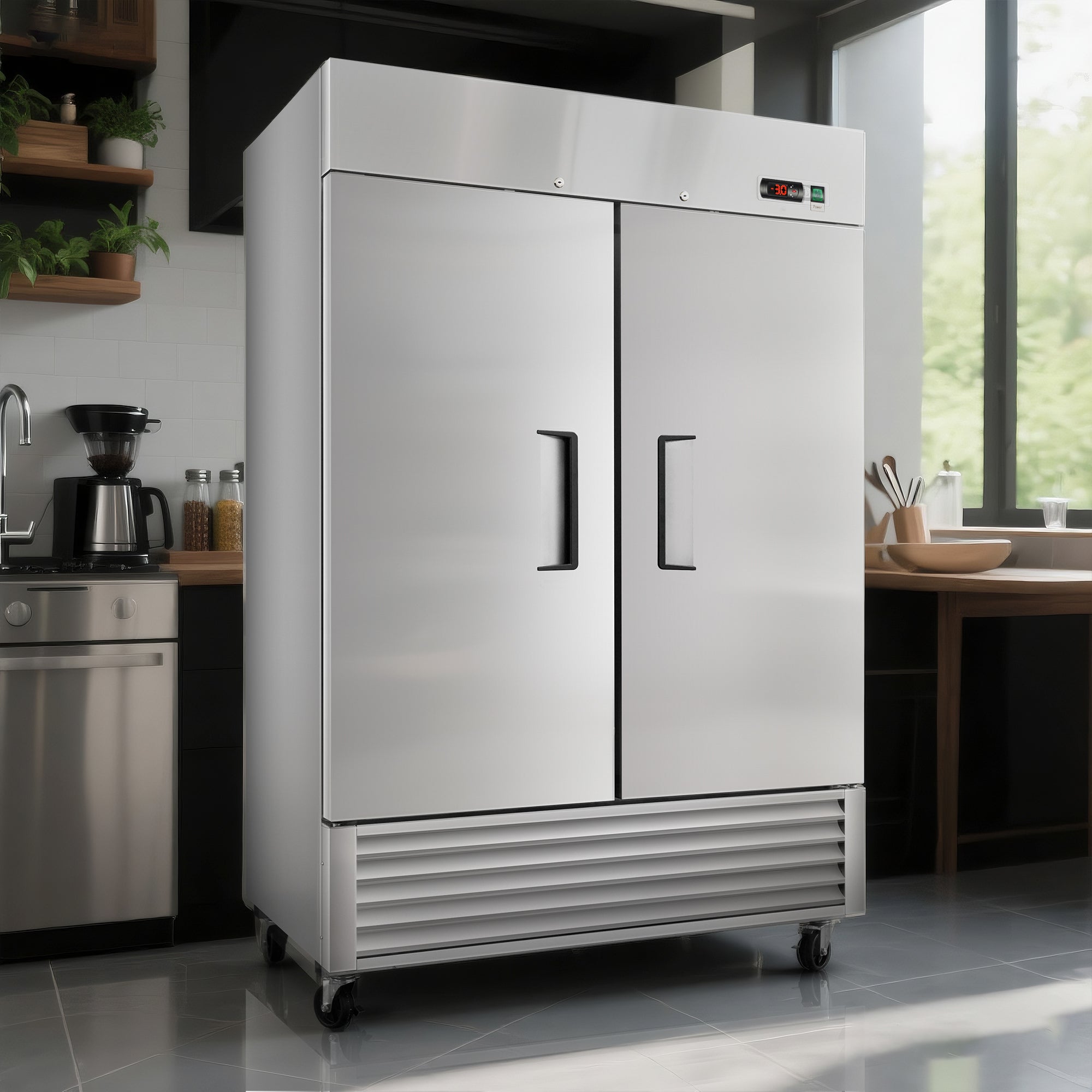 54" Commercial Freezer with 2 Solid Doors