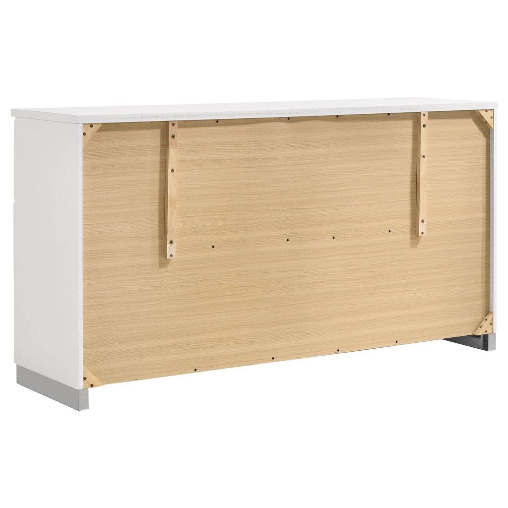 August - 6 Piece Queen Panel Bedroom Set With LED Lighting - White
