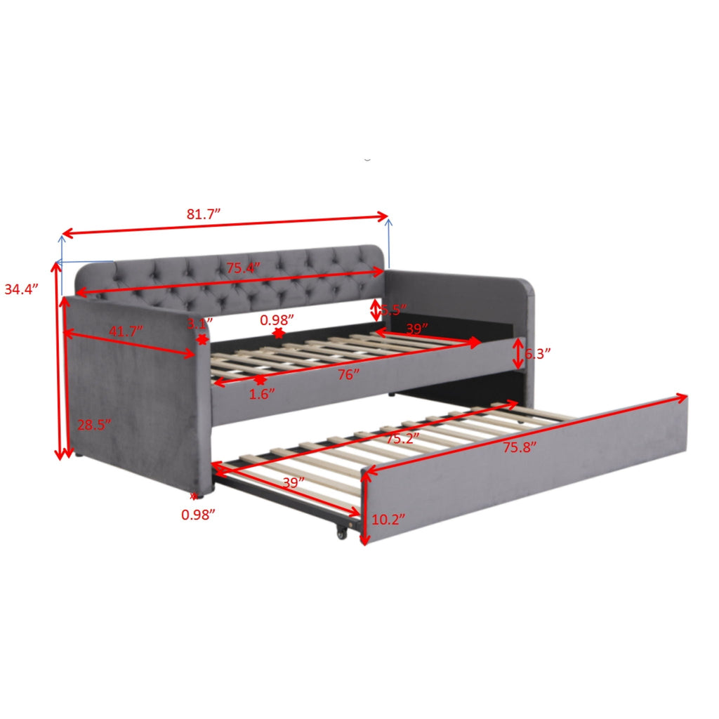 Upholstered Daybed With Trundle And USB Charging Design