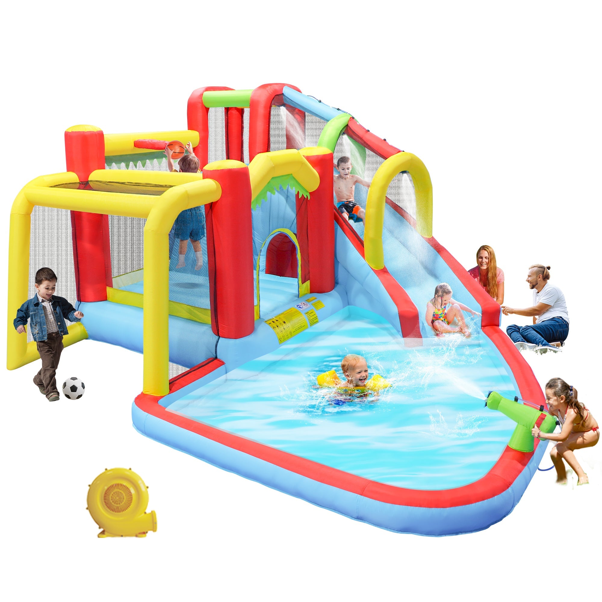 7-in-1 Inflatable Slide Water Park and Garden Bouncer