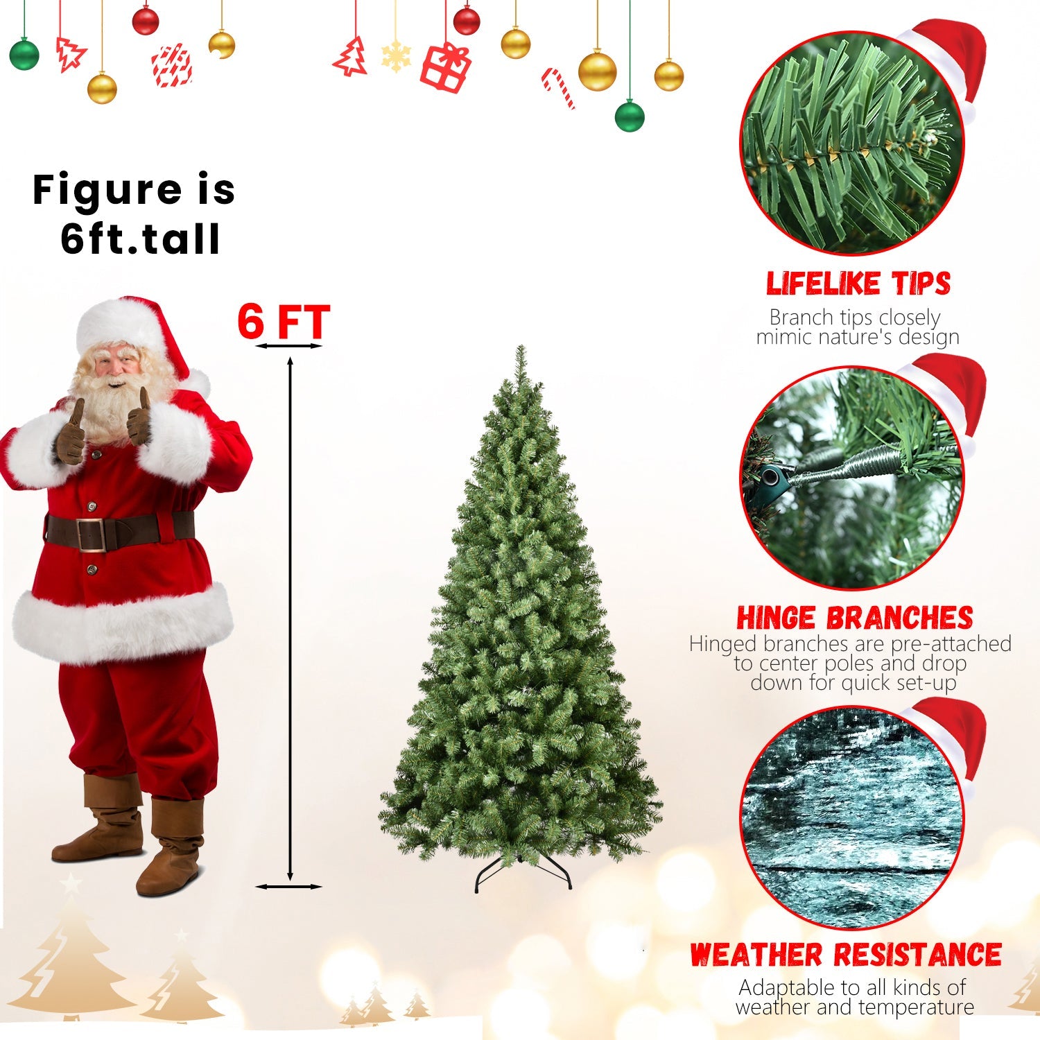 7ft Pre-Lit PVC Christmas Tree with 400 UL Lights