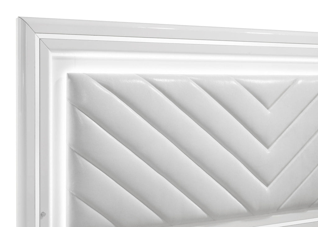 Cassia Eastern King LED Panel Bed White High Gloss