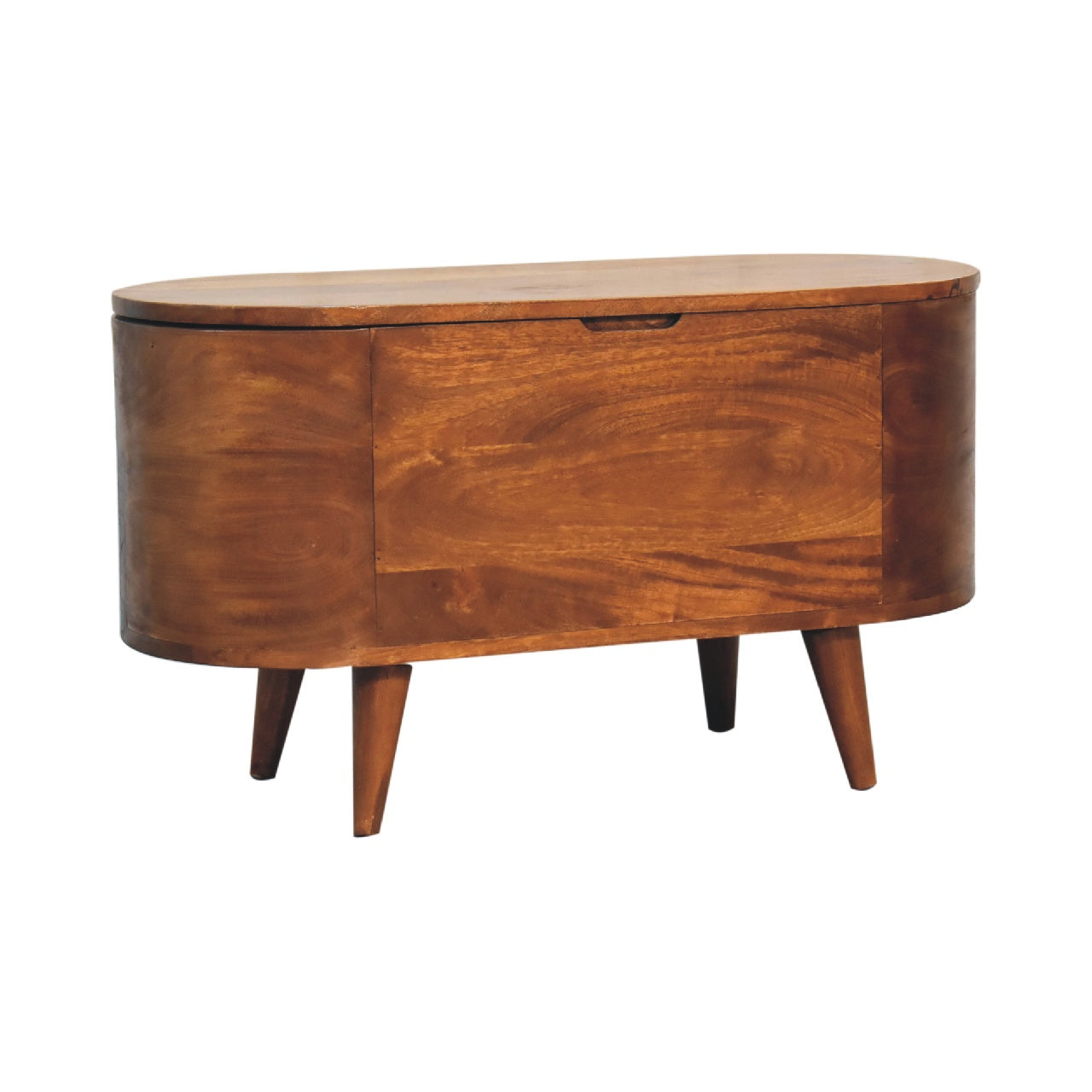 Solid Wood Chestnut Rounded Lid-Up Blanket Box