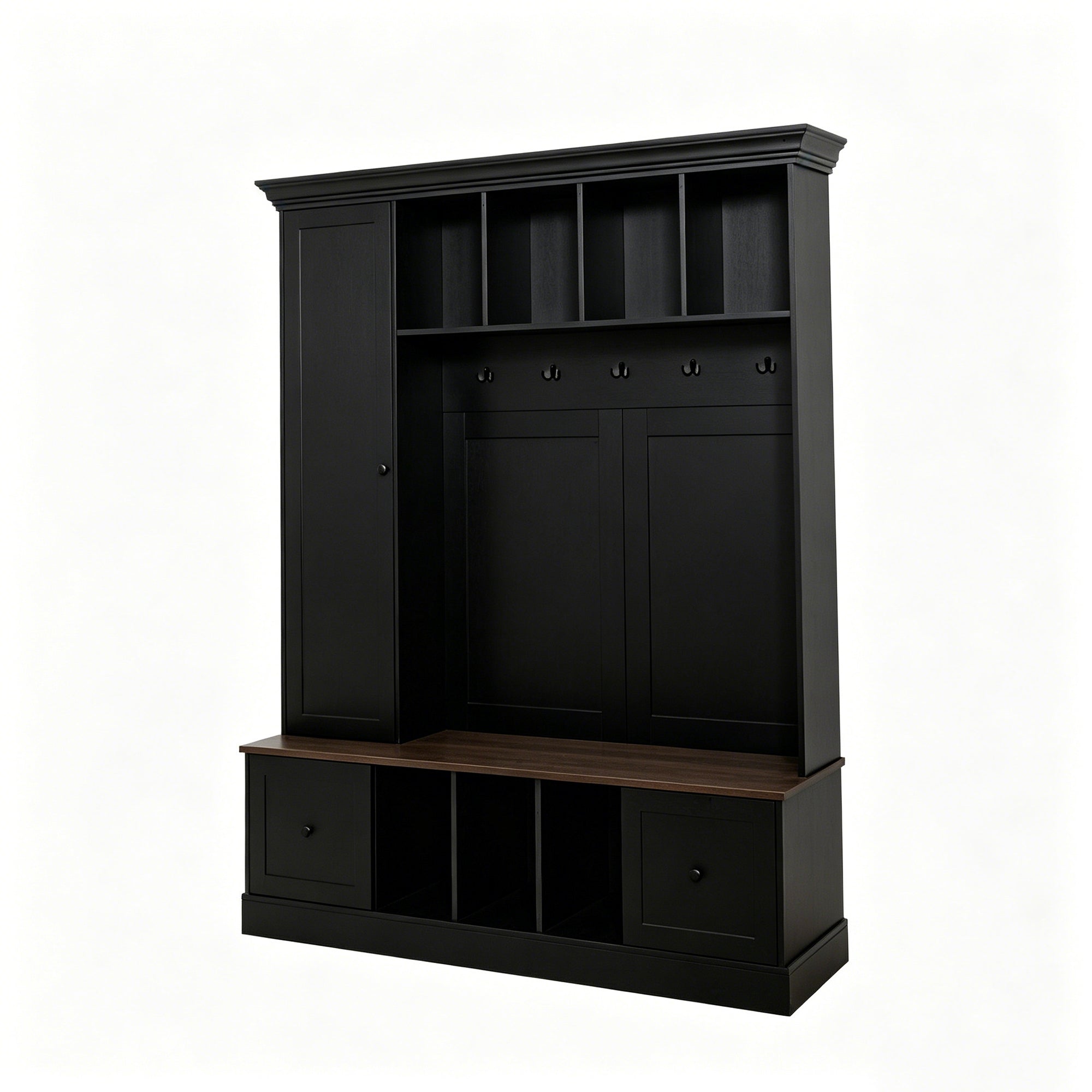 Vibe Haus 62.2'' Farmhouse Hall Tree with Shoe Storage Bench