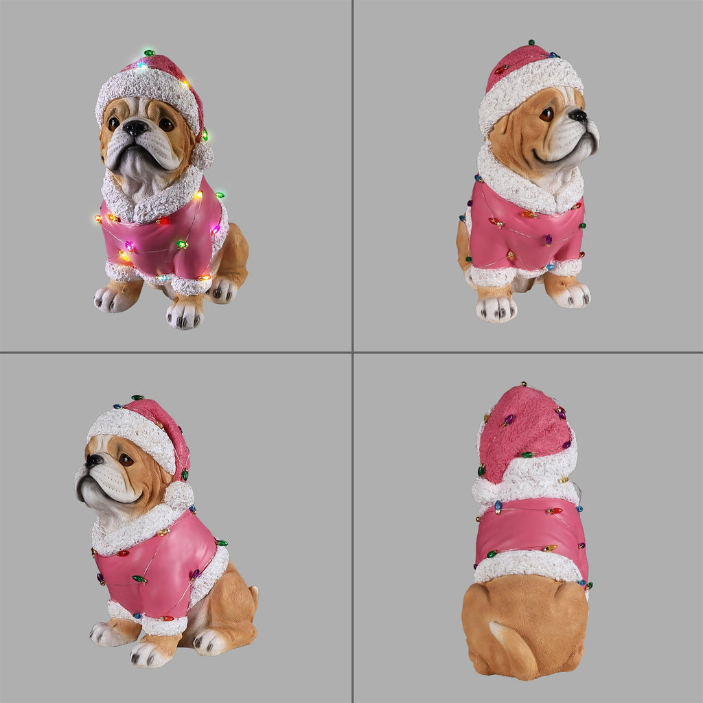 Christmas Pug Statue, Holiday Dog Figurine