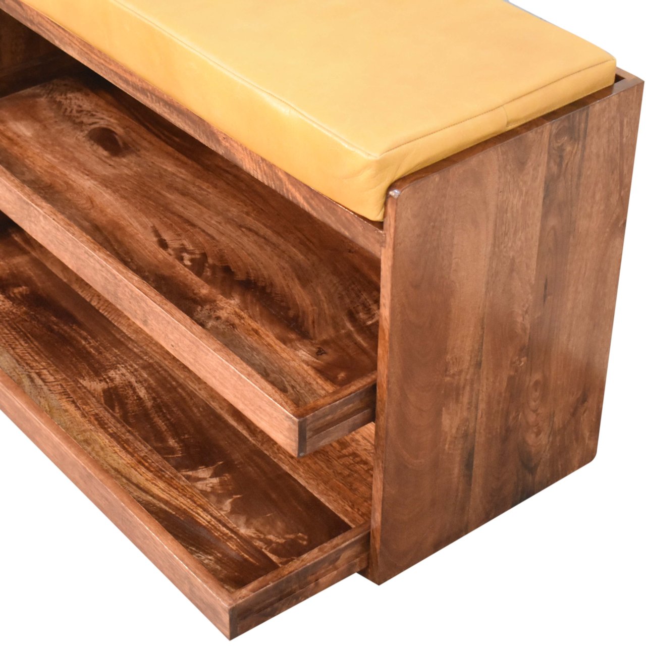 Solid Wood Buffalo Hide Pull Out Bench
